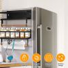 2Pcs Magnetic Refrigerator Spice Rack With Paper Towel Holder Hooks, holds 11 lbs.