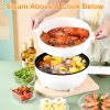 Dual Power Non-Stick Hot Pot, Rapid Noodles Cooker with Long Handle Steamer & Spatula, Portable