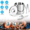 3L Stainless Steel Insulated Ice Bucket with Lid Scoop and Handle