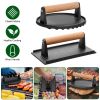 2Pcs Cast Iron Grill Press with Wooden Handle