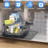 2-Tier Pull Out Under Sink Organizer With Sliding Drawer, Tray is L-Shaped