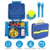 2 Compartment Kids Food Container with Insulated Storage Bag, Spoon, Fork & Case