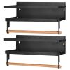 2Pcs Magnetic Refrigerator Spice Rack With Paper Towel Holder Hooks, holds 11 lbs.