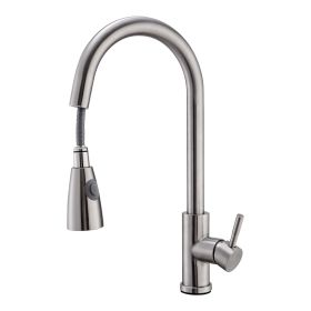 Single Handle Kitchen Sink Faucet, Brushed Nickel Stainless Steel, Pulldown Head w/Flexible Sprayer