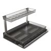 2-Tier Pull Out Under Sink Organizer With Sliding Drawer, Tray is L-Shaped