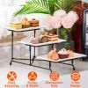 3-Tier Plastic Serving Tray with 3 Rectangular Platters, Metal Stand