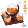 Whiskey Decanter Globe Set & 4Pcs 8.45OZ Etched World Whiskey Glasses