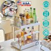 2-Tier Height Adjustable Cabinet Pantry Organizer With Flexible Wheels & Movable Dividers