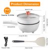 Dual Power Non-Stick Hot Pot, Rapid Noodles Cooker with Long Handle Steamer & Spatula, Portable