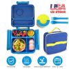 2 Compartment Kids Food Container with Insulated Storage Bag, Spoon, Fork & Case