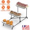 3-Tier Plastic Serving Tray with 3 Rectangular Platters, Metal Stand