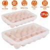 2Pcs Plastic 18 Egg Holder Stackable Storage Box for Refrigerator