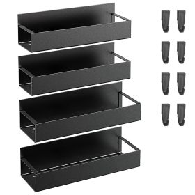4Pcs Spice Rack Strong Magnetic Storage with 8 Removable Hooks