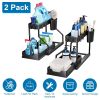 2 Pack 2-Tier Under Sink Organizer L-Shape Sliding Cabinet  Storage Shelves w/ 8 Removable Hooks