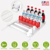 Drink Organizer for Fridge, Spring Loaded Dispenser, Width Adjustable, Holds up to 25 Cans or Bottles