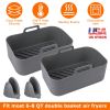 2 Reusable Air Fryer Silicone Liners with 1 Pair of Mittens for 6-8 Quart Oven Air Fryer