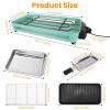 1500W - 2 in 1 Electric Indoor Grill  with Removable Plate 5 Temperature Control 3 Small Trays Dishwasher Safe