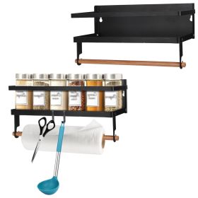 2Pcs Magnetic Refrigerator Spice Rack With Paper Towel Holder Hooks, holds 11 lbs.