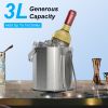 3L Stainless Steel Insulated Ice Bucket with Lid Scoop and Handle