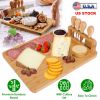 Bamboo Charcuterie Cheese Platter with Cutlery Set