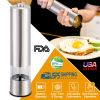 Electric  Stainless Steel Salt and Pepper Grinder with Light Adjustable Coarseness - Battery Operated, Easy Refill