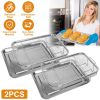 2Pcs Stainless Steel Air Fryer Basket Tray 15.35x11.61in