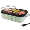 2-in-1 Non-Stick Hot Pot and Griddle with Glass Lid, Portable, Fast Heating for 1-2
