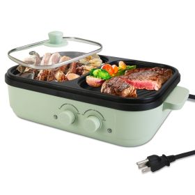 2-in-1 Non-Stick Hot Pot and Griddle with Glass Lid, Portable, Fast Heating for 1-2