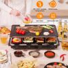 Raclette Desktop Non-Stick Reversible Electric Indoor Griddle with 8 pans