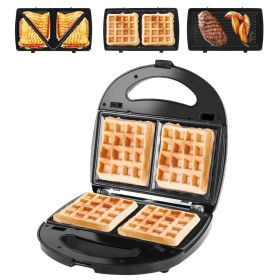 3 in 1 Electric Sandwich Maker with Removable Non-Stick Plates, Cool Touch Handle