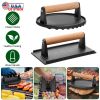 2Pcs Cast Iron Grill Press with Wooden Handle