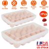 2Pcs Plastic 18 Egg Holder Stackable Storage Box for Refrigerator