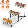 3-Tier Plastic Serving Tray with 3 Rectangular Platters, Metal Stand