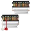 2Pcs Magnetic Refrigerator Spice Rack With Paper Towel Holder Hooks, holds 11 lbs.