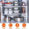 2-Tier Under Sink Retractable Kitchenware Space Saving Storage Shelf - 22LBS Max Load