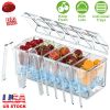 Ice Chilled Condiment Caddy Serving Tray with 5 Removable Containers
