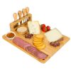 Bamboo Charcuterie Cheese Platter with Cutlery Set