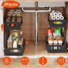 2Pcs Under Sink Organizer 2 Tier Sliding Cabinet Mesh Baskets with Adjustable Height