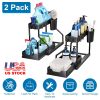 2 Pack 2-Tier Under Sink Organizer L-Shape Sliding Cabinet  Storage Shelves w/ 8 Removable Hooks