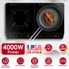 4000W Portable Dual Burner Induction Hot Plate with 9 Power & 9 Temperatures, 0-3 Hour Timer
