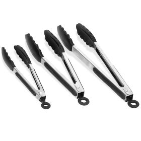 3Pcs Stainless Steel Kitchen Locking Tongs with Silicone Tips