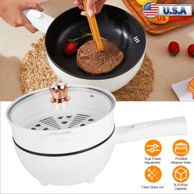 Portable Dual Power Non-Stick Hot Pot with Long Handle Steamer & Spatula