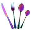 4-Piece Stainless Steel Flatware Set w/ Dinner Knife, Fork, Soup Spoon and Tea Spoon