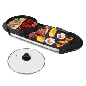 2 in 1 Electric & Smokeless Non-Stick Hot Pot with BBQ Grill Cooker
