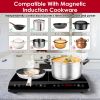 4000W Portable Dual Burner Induction Hot Plate with 9 Power & 9 Temperatures, 0-3 Hour Timer