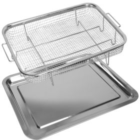 2Pcs Stainless Steel Air Fryer Basket Tray 15.35x11.61in