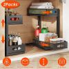 2Pcs Under Sink Organizer 2 Tier Sliding Cabinet Mesh Baskets with Adjustable Height