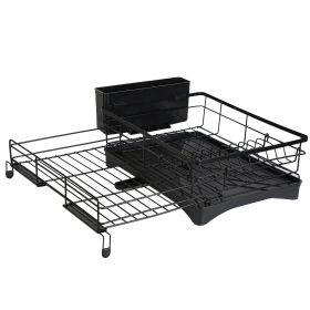 Extra Large Retractable Dish Drying Rack with Drainboard