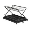 2 Tier Dish Drying Rack with Cup Holder, Foldable