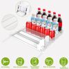 Drink Organizer for Fridge, Spring Loaded Dispenser, Width Adjustable, Holds up to 25 Cans or Bottles